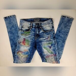 Womens Multicolored distressed Decibel skinny Jeans sz 28x31 stretch